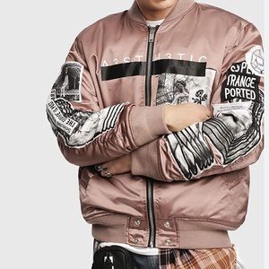 DIESEL J-TAMIE PATCHWORK SATIN REVERSIBLE BOMBER